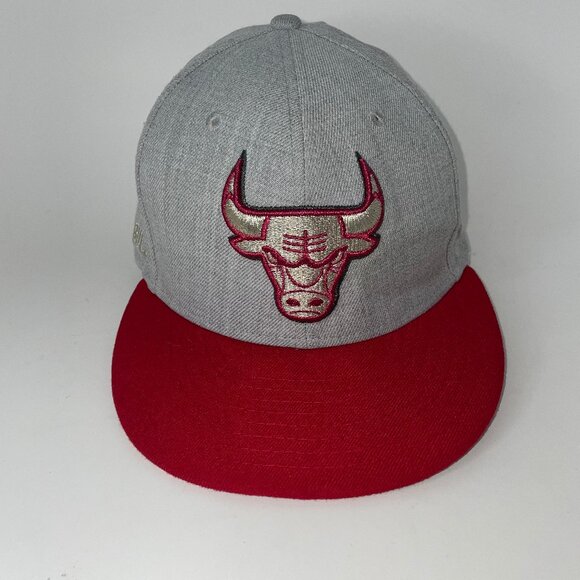 New Era 9fifty Chicago Bulls Snapback Hat Red Gold Gray Cap Logo - Picture 1 of 10